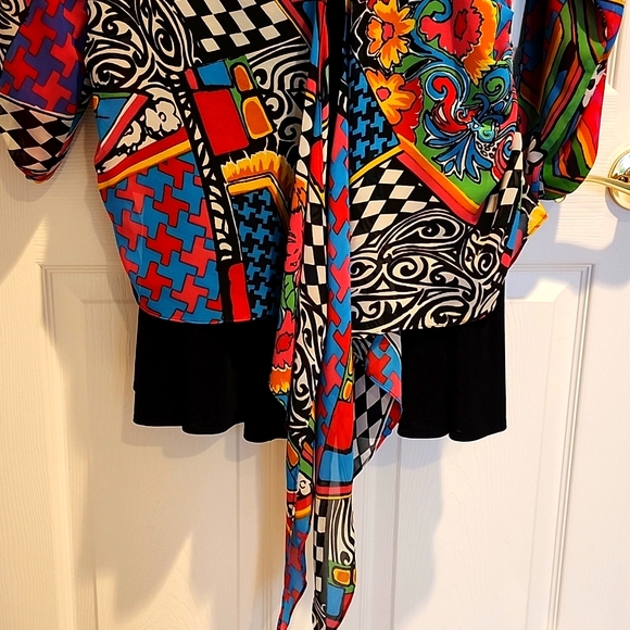 Diane Freis Chiffon two-piece dress of abstract print in multi-colors - Picture 9 of 17